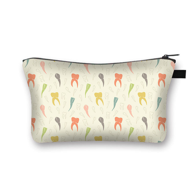 Wholesale Polyester Cosmetic Bag Tooth Print Clutch